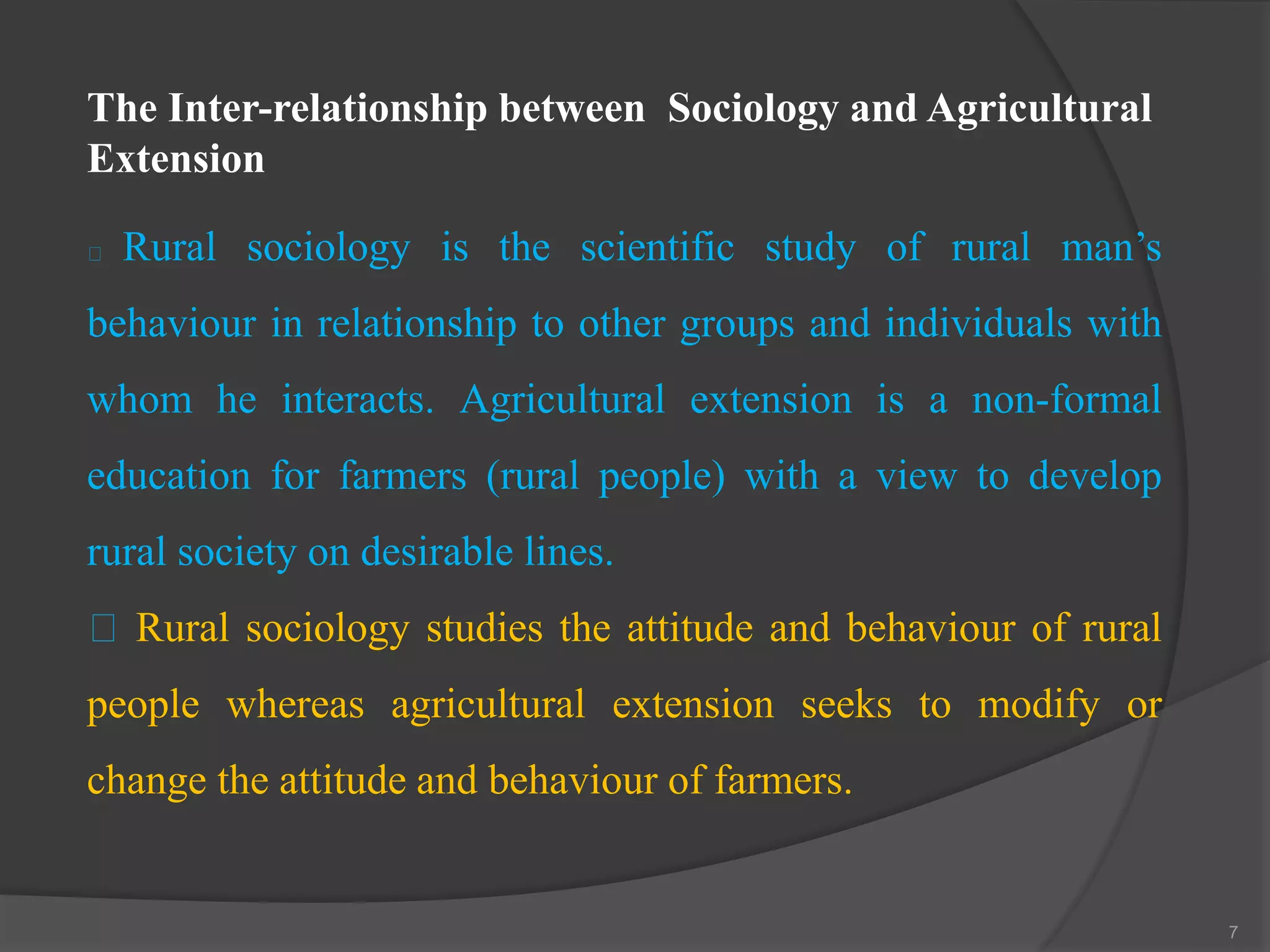 Lecture 3- importance of rural sociology in extension | PPTX