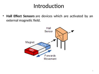 3
Introduction
• Hall Effect Sensors are devices which are activated by an
external magnetic field.
 