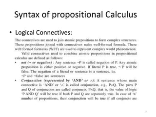Syntax of propositional Calculus
• Logical Connectives:
7
 