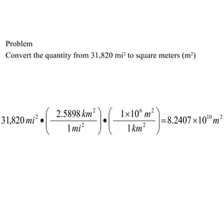 Problem Convert the quantity from 31,820 mi 2  to square meters (m 2 ) 