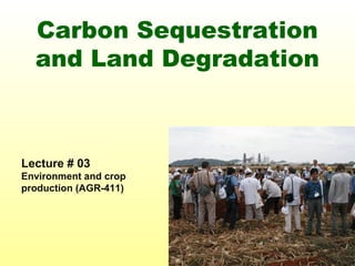 Carbon Sequestration
and Land Degradation
Lecture # 03
Environment and crop
production (AGR-411)
 