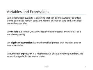 Lecture 3 (algebraic expressions) | PPTX