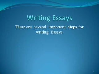 There are several important steps for
writing Essays

1

 