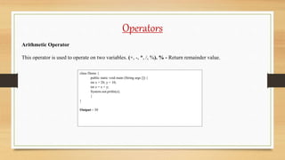 Lecture - 3 Variables-data type_operators_oops concept | PPTX