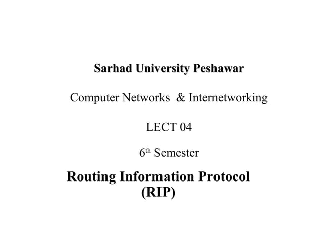 Routing Information Protocol (RIP) | PPT