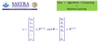 Data + Algorithms + Computing
=
Machine Learning
 