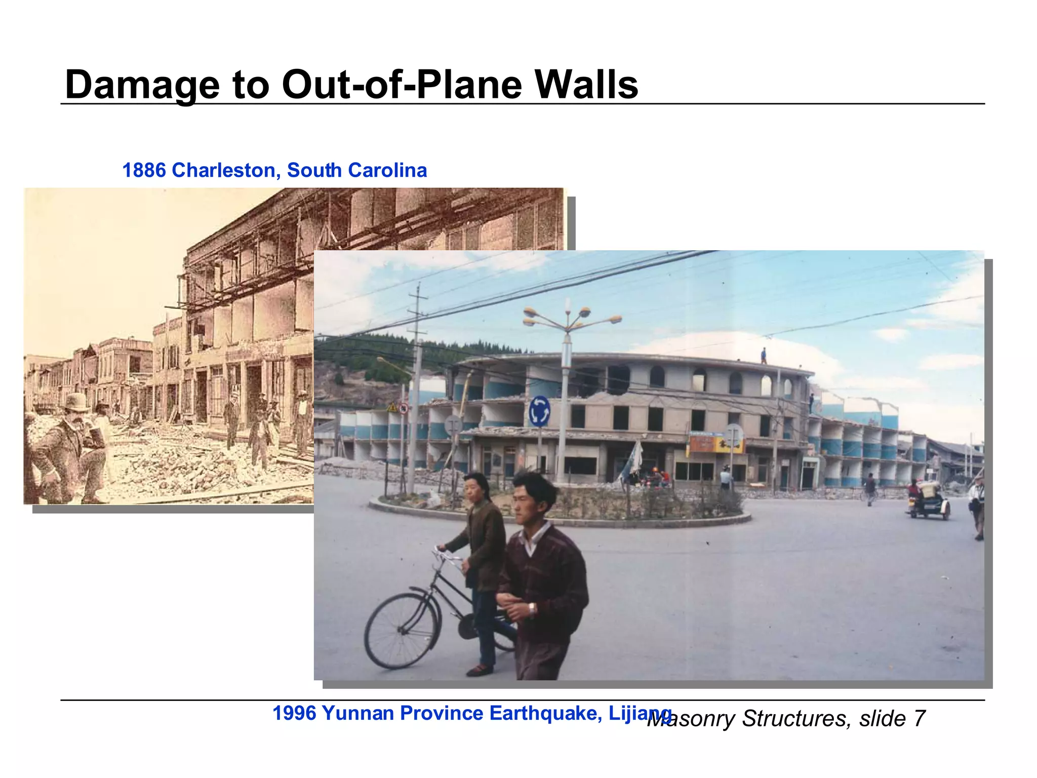 Damage to Out-of-Plane Walls 1886 Charleston, South Carolina 1996 Yunnan Province Earthquake, Lijiang 