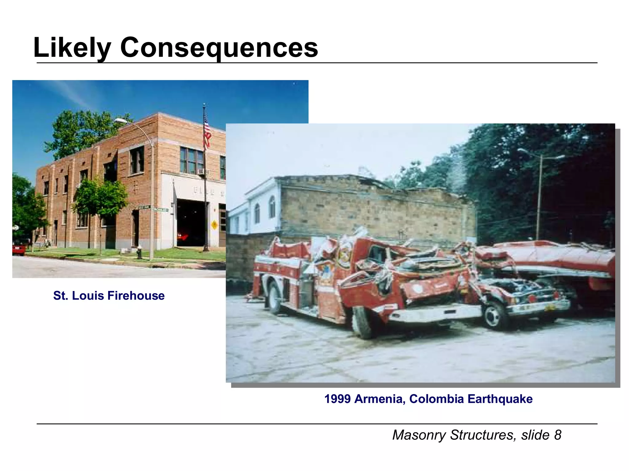 Likely Consequences  St. Louis Firehouse 1999 Armenia, Colombia Earthquake 