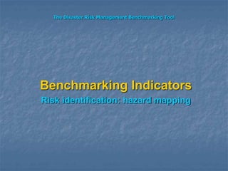 The Disaster Risk Management Benchmarking Tool
Benchmarking Indicators
Risk identification: hazard mapping
 