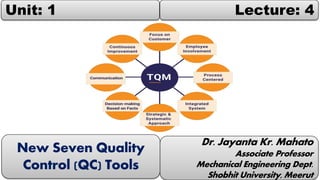 Unit: 1 Lecture: 4
Dr. Jayanta Kr. Mahato
Associate Professor
Mechanical Engineering Dept.
Shobhit University, Meerut
New Seven Quality
Control (QC) Tools
 