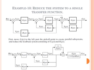 EXAMPLE-10: REDUCE THE SYSTEM TO A SINGLE
TRANSFER FUNCTION.
 