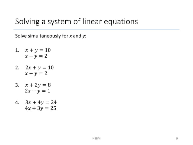 Lecture 5 (solving simultaneous equations) | PPT