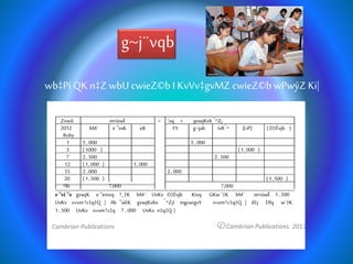 g~j¨vqb
C Cambrian Publications. 2013Cambrian Publications
e ¨vL¨v: gvwjK e ¨emvq †_‡K bM` UvKv D‡Ëvjb Kivq GKw `‡K bM` m¤úwË 1, 500
UvKv n«vm†c‡q‡Q | Ab ¨w`‡K gvwjKvbv ¯^Z¡I mgcwigvY n«vm†c‡q‡Q | d‡j Dfq w`‡K
1, 500 UvKv n«vm†c‡q 7 , 000 UvKv n‡q‡Q |
ZvwiL m¤úwË = `vq + gvwjKvb¯^Z¡
2012
Rvby
bM` e ¨vsK eB FY g~jab ivR¯^ (LiP) (D‡Ëvjb )
1 5 ,000 5 ,000
3 (1000 ) (1, 000 )
7 2,500 2,500
12 (1,000 ) 1,000
15 2,000 2,000
20 (1,500 ) (1,500 )
†Ri 7,000 7,000
wb‡Pi QK n‡Z wbU cwieZ©b I KvVv‡gvMZ cwieZ©b wPwýZ Ki|
 