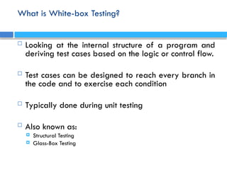 White Box Testing Control Flow Testing in Software Engineering | PPTX