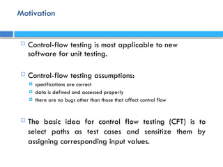 White Box Testing Control Flow Testing in Software Engineering | PPTX