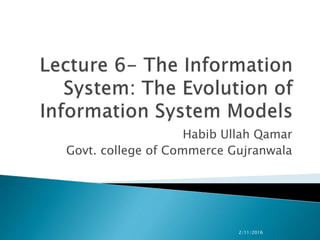 Lecture 6 evolution of ais chapter 1 jamed a hall | PPTX