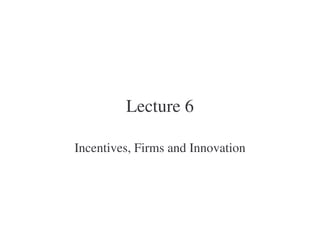 Lecture 6

Incentives, Firms and Innovation