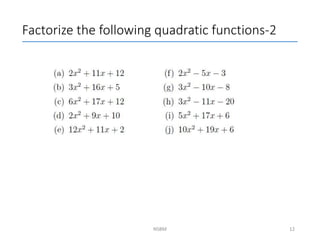 Lecture 6 (factorizing quadratic functions) | PPTX