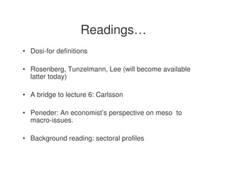 Lecture 7 - Sectoral characteristics of technological change