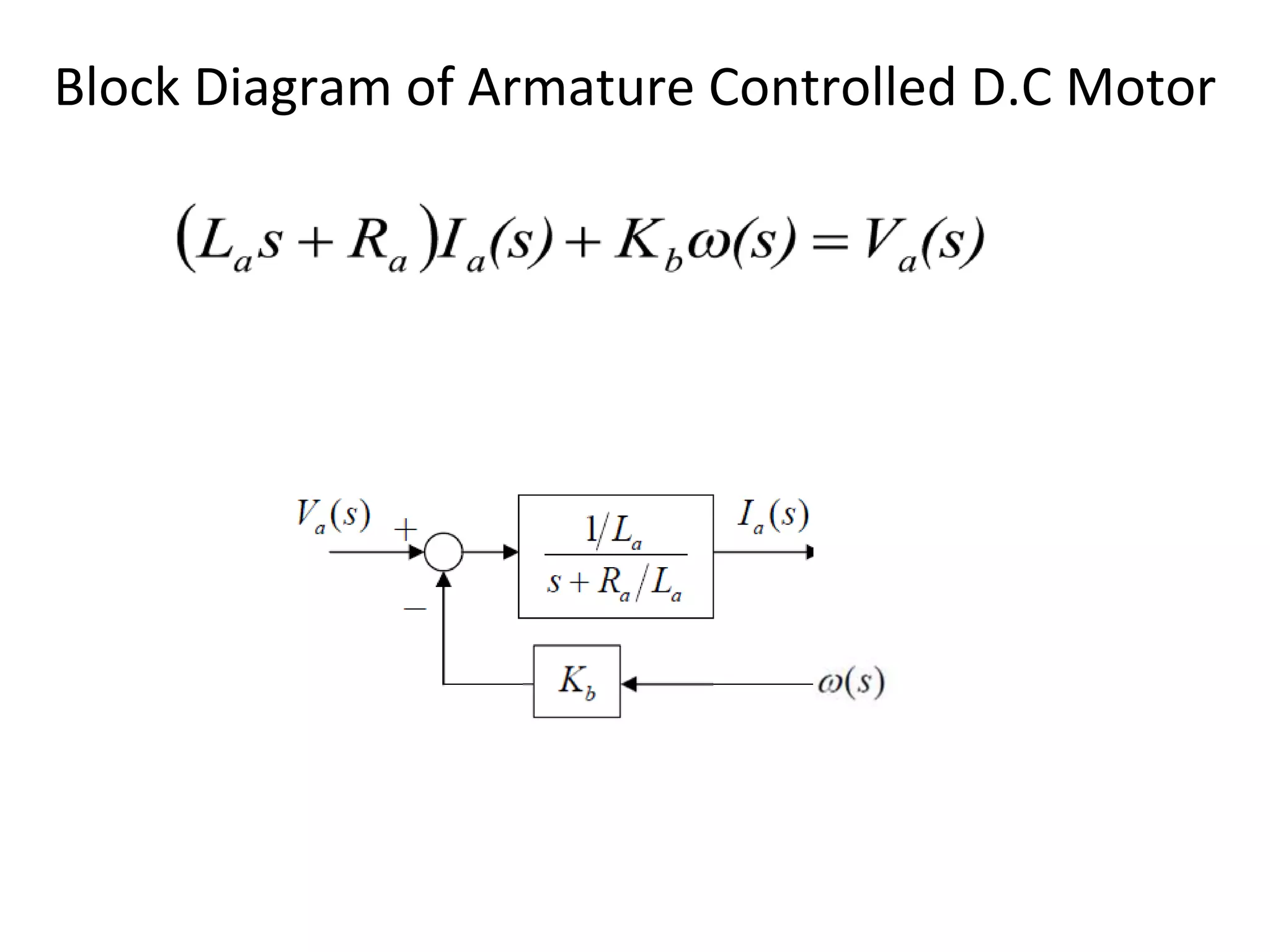 Block Diagram of Armature Controlled D.C Motor
 