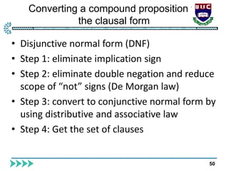 Converting a compound proposition to
the clausal form
50
 
