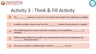 Understanding the volatile Keyword in C++: Usage, Syntax, and Best ...