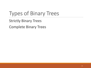 Types of Binary Trees
Strictly Binary Trees
Complete Binary Trees
33
 