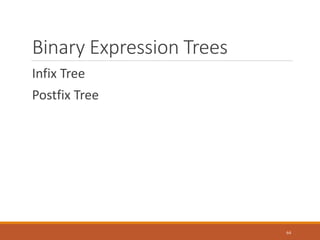 Binary Expression Trees
Infix Tree
Postfix Tree
64
 