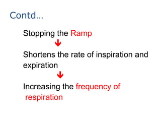Contd…
Stopping the Ramp

Shortens the rate of inspiration and
expiration

Increasing the frequency of
respiration
 