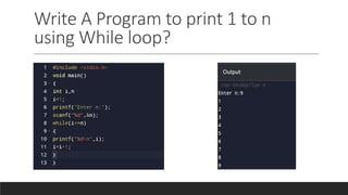 Lecture on Loop while loop for loop + program | PPT