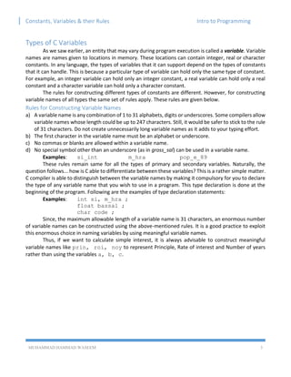 [ITP - Lecture 04] Variables and Constants in C/C++ | PDF