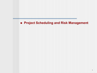 1 Project Scheduling and Risk Management  