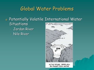 Global Water Problems
o Potentially Volatile International Water
Situations
• Jordan River
• Nile River
 