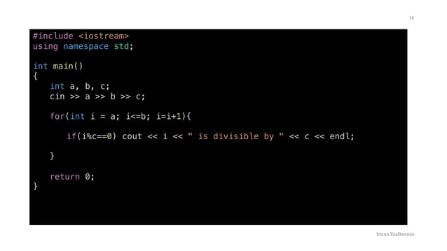For Loop C++ with various simple examples | PPT