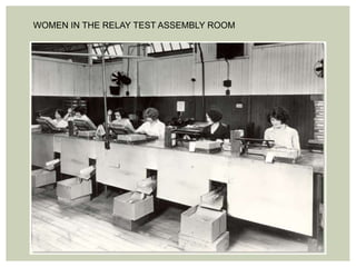 WOMEN IN THE RELAY TEST ASSEMBLY ROOM
 