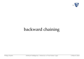 30
backward chaining
Philipp Koehn Artificial Intelligence: Inference in First-Order Logic 5 March 2024
 