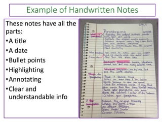 Notes Example Ks2 Note Taking | PPTX