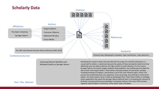 Scientific Knowledge Graphs: an Overview | PDF