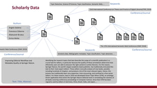 Scientific Knowledge Graphs: an Overview | PDF