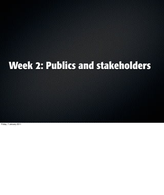 Week 2: Publics and stakeholders




Friday, 7 January 2011
 