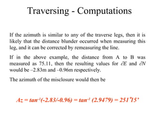 Traversable Math Lecture-traverse-comps.ppt for civil enggg | PPT