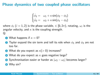 Two coupled phase oscillators | PDF