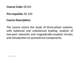 Comprehensive Orientation to EE104 Polyphase Circuits Course | PPTX