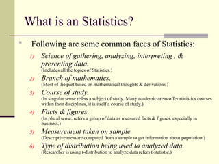 Useful Statistics Examples Summary and basics of Statistics with examples | PPT