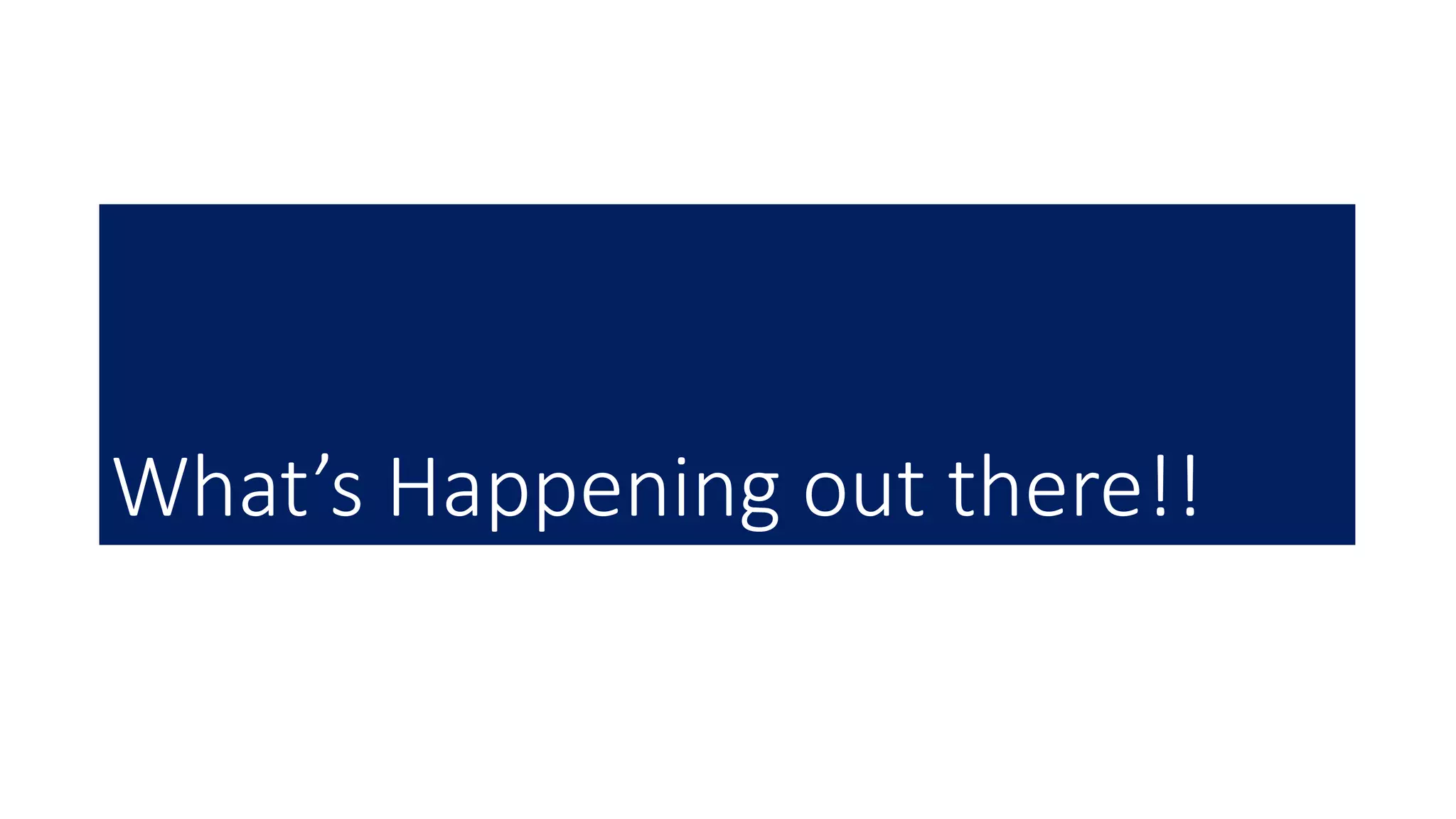 What’s Happening out there!!
 