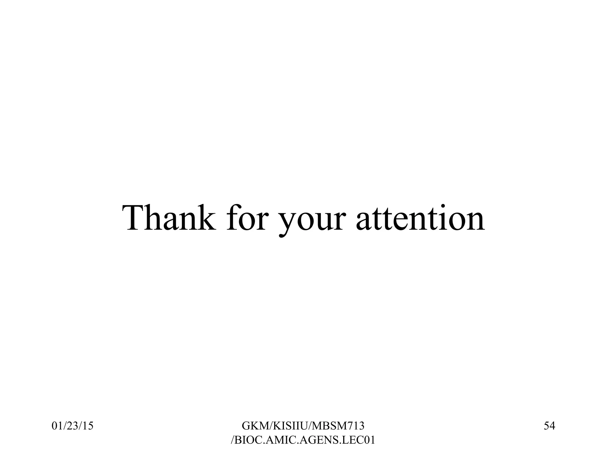 Thank for your attention
01/23/15 GKM/KISIIU/MBSM713
/BIOC.AMIC.AGENS.LEC01
54
 