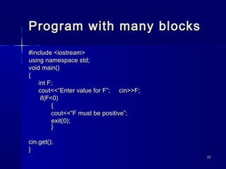 Basic structure of C++ program | PPT | Programming Languages | Computing