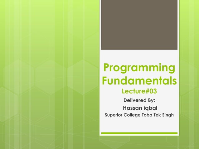 Programming Fundamentals | PPT