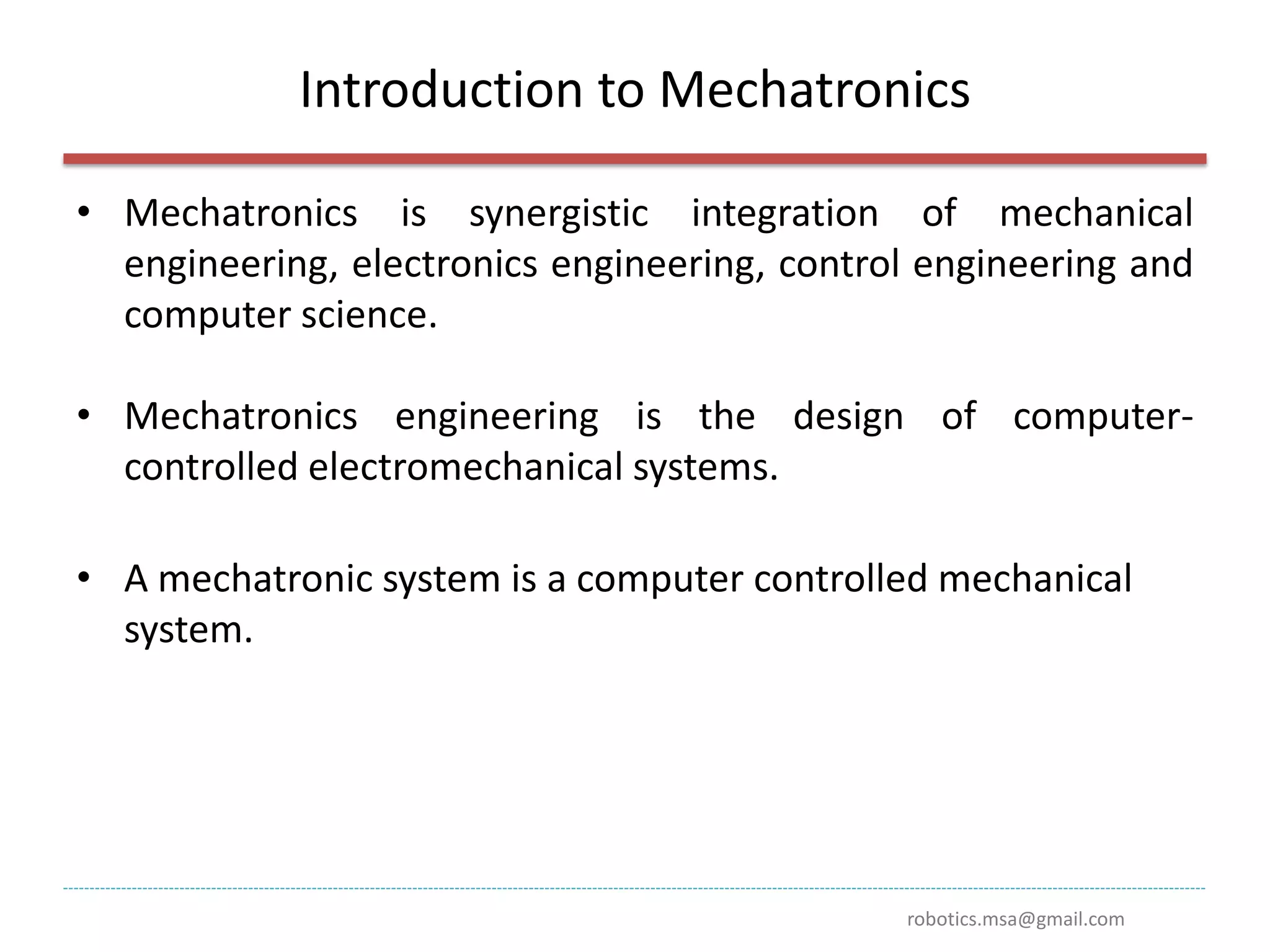introduction to mechatronics | PDF