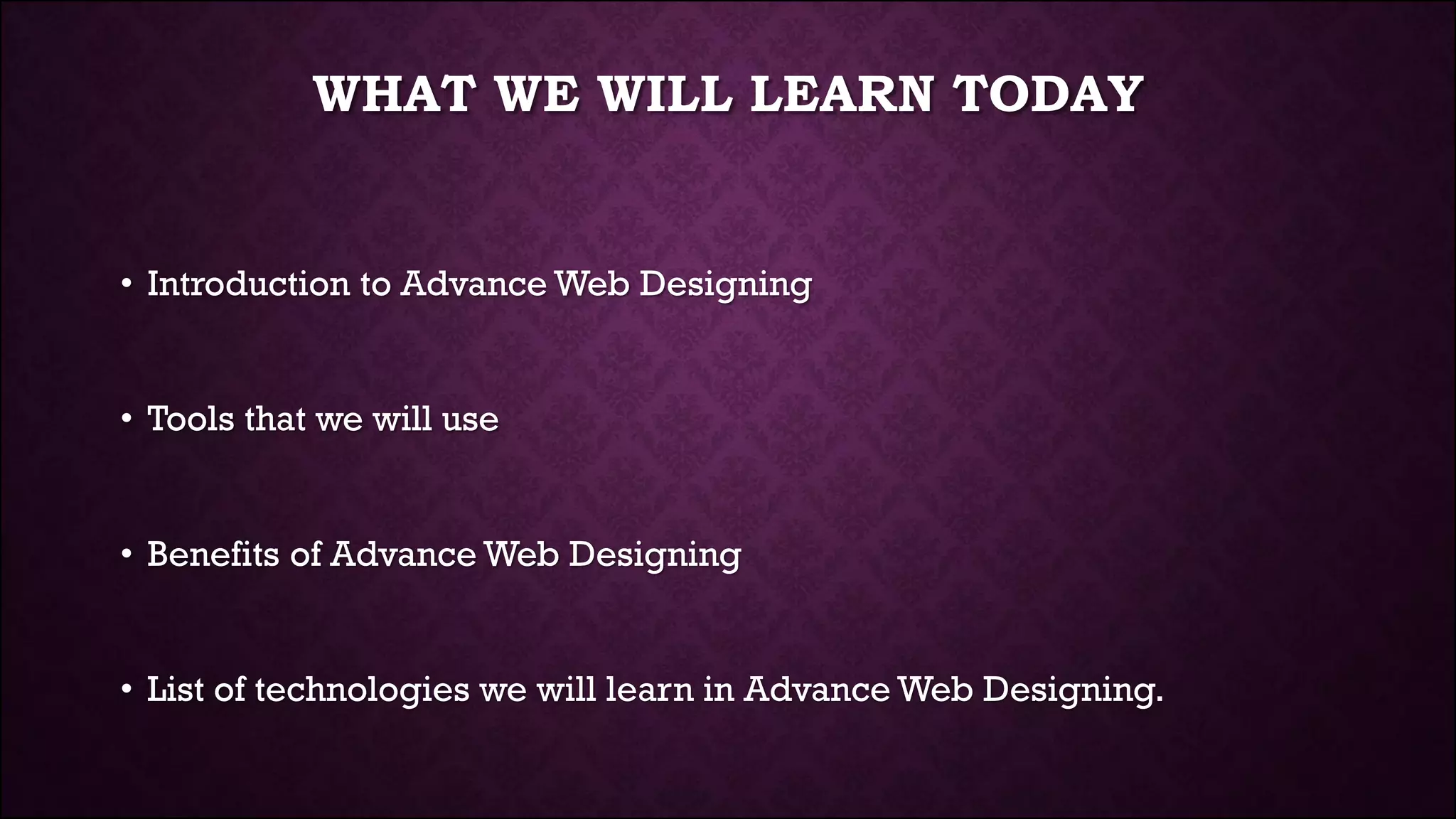 Advance Web Designing - Lecture 1 / 30 | PDF